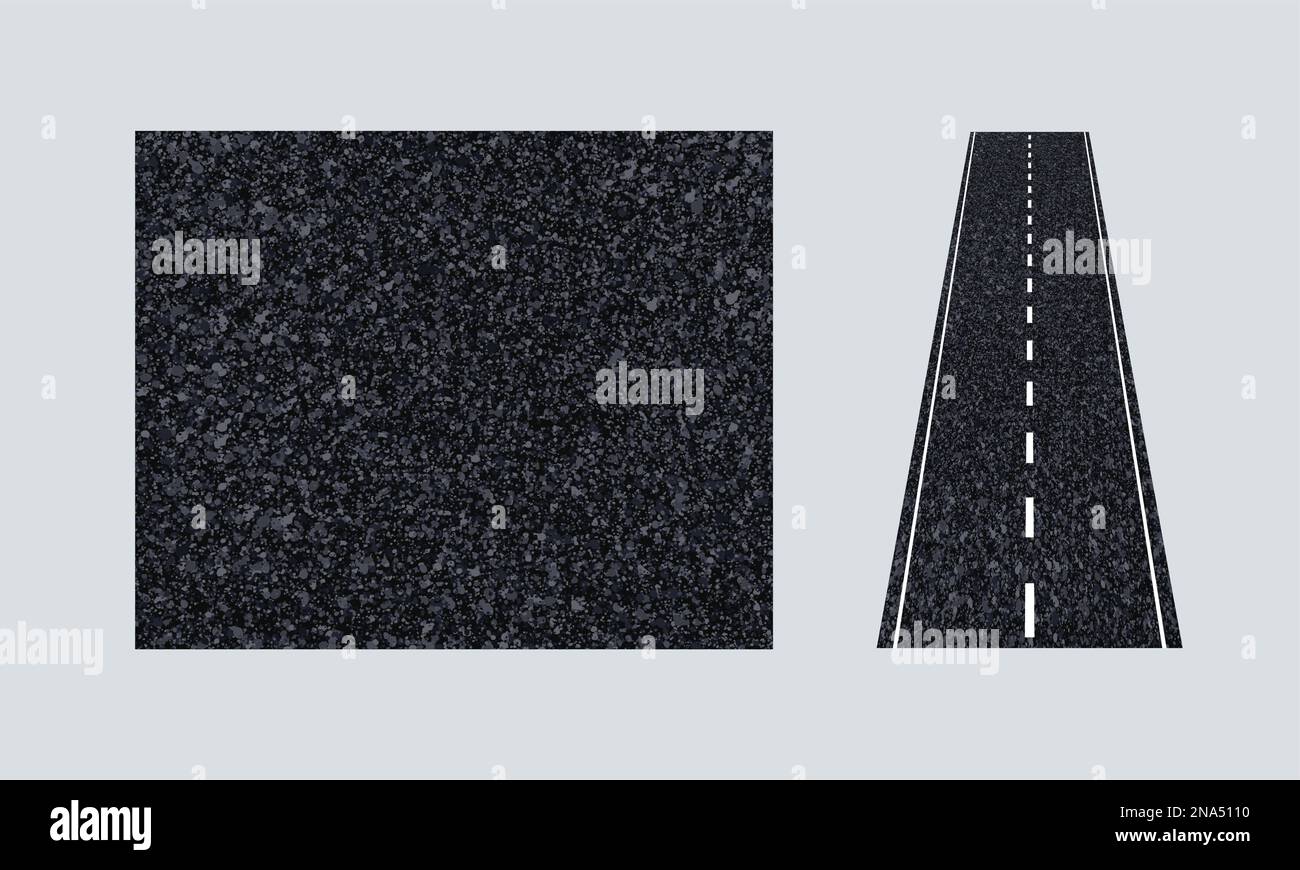 Darstellung der Asphaltstrecken-Textur mit einem realistischen Autobahnvektor. Stock Vektor