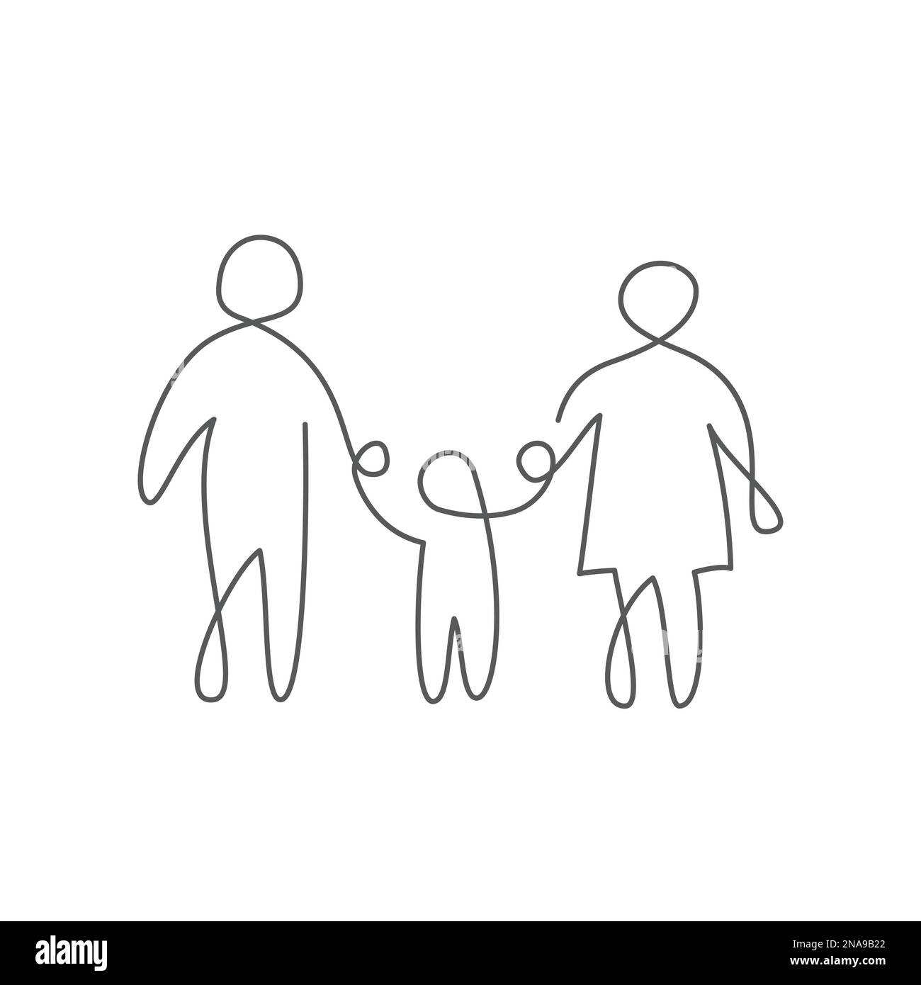 Familie eine Linie auf weißem Hintergrund Stock Vektor