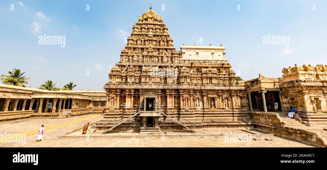 Der Dravidian Chola era Airavatesvara Temple Complex in Darasuram, Tamil Nadu, Indien; Darasuram, Tamil Nadu, Indien Stockfoto