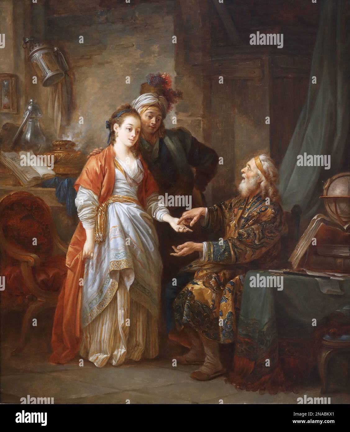 The Necromancer von dem französischen Rokoko-Maler Jean-Baptiste Le Prince in der National Gallery, London, Großbritannien Stockfoto