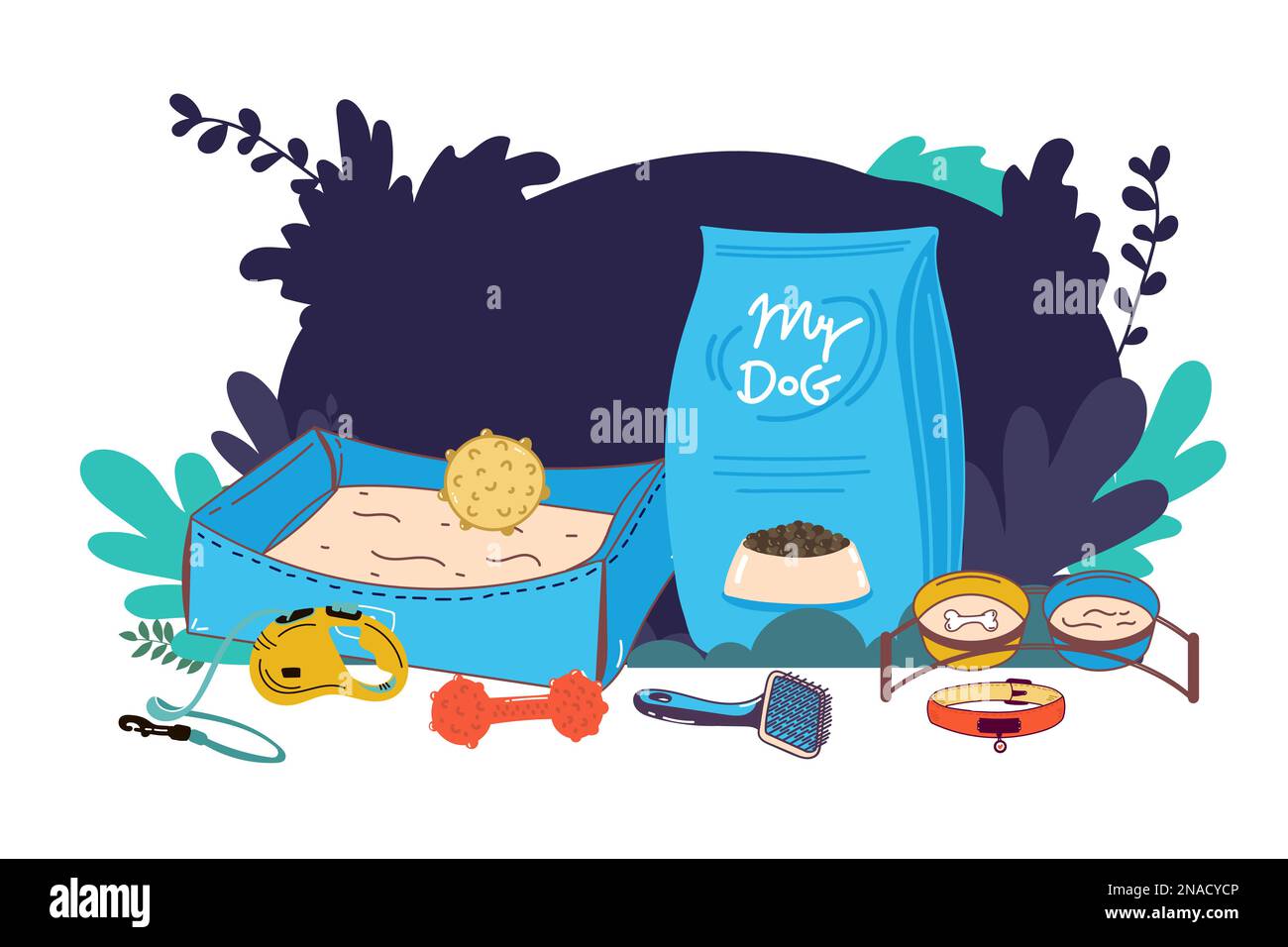 Hundefutter. Gliederungsvektordarstellung isoliert auf weißem Hintergrund für Werbebanner, Flyer, Poster und andere Elemente Stock Vektor