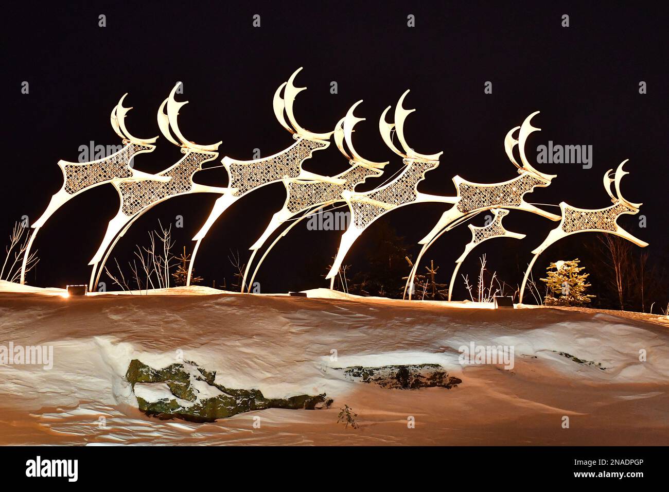 Der Flughafen Rovaniemi in der Nähe des Weihnachtsmanndorfes in Rovaniemi, Finnland, wird am 31. Januar 2023 von der Arktischen Ringlinie überquert und ist ein einzigartiger Ort, um den Weihnachtsmann zu treffen Stockfoto