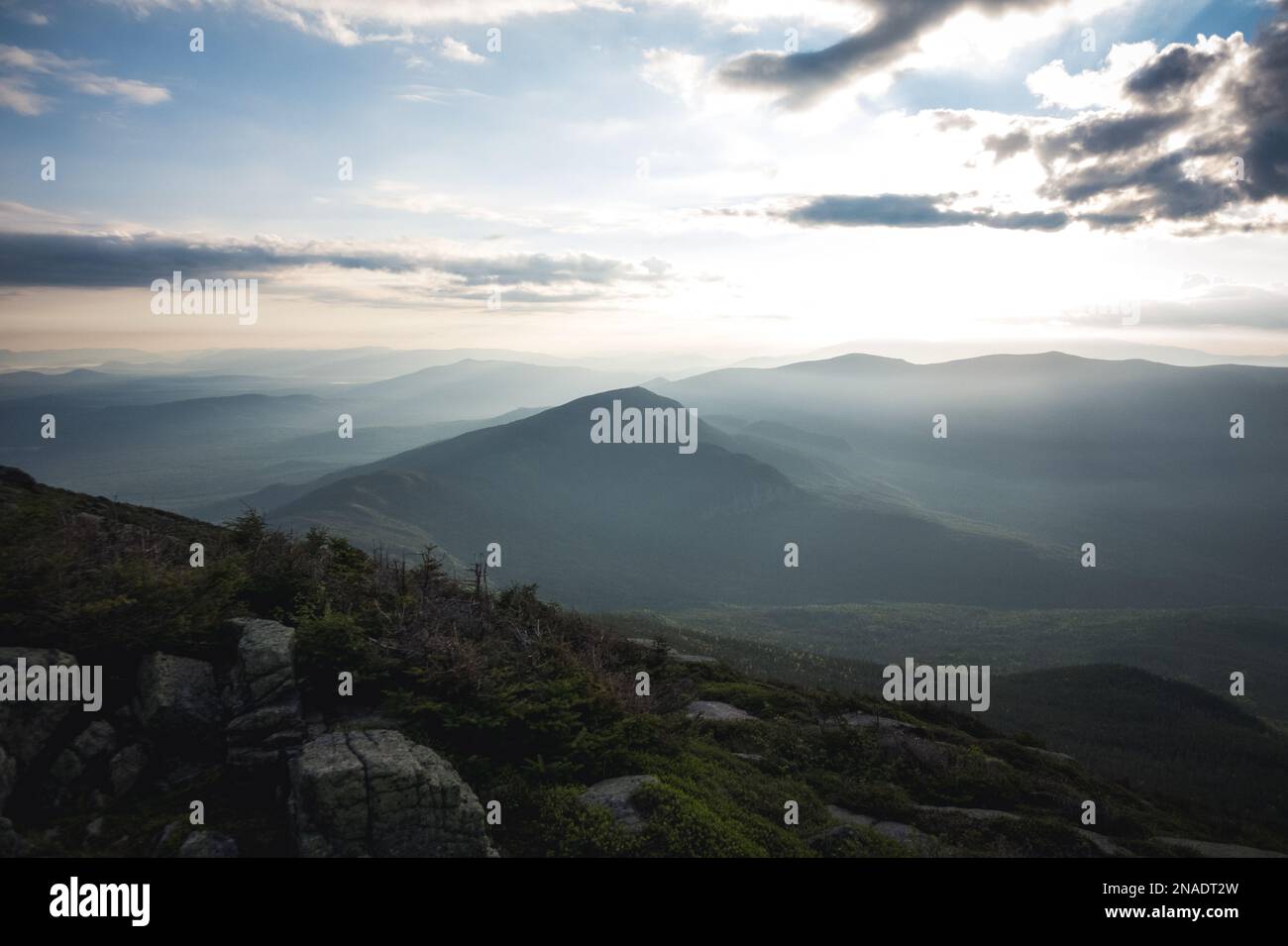 Die Pemigewasset Wilderness Mountains bei Sonnenaufgang Stockfoto