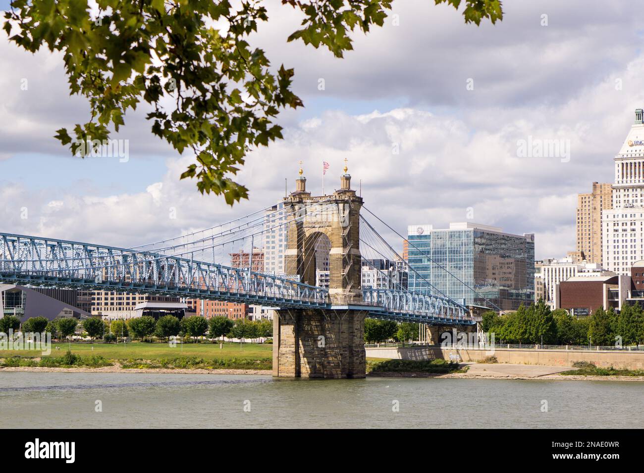 John A. Roebling Suspension Bridge – Cincinnati, Ohio Stockfoto