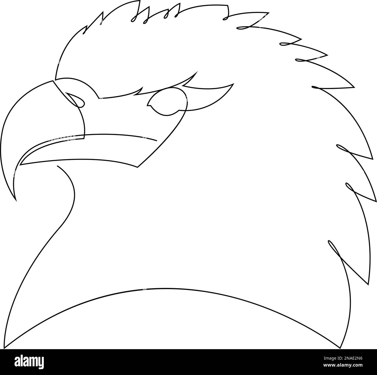 Durchgehende Linienzeichnung des Adler- oder Falkenkopfes. Hawk-Vektordarstellung. Stock Vektor