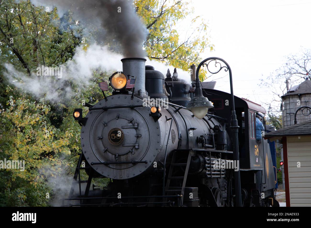 Wilmington und Western Steam Engine mit Smoke Stockfoto