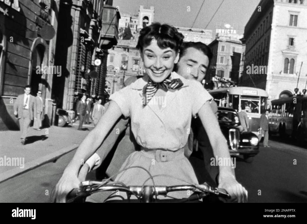 RÖMISCHER FEIERTAG 1953 Paramount Film mit Audrey Hepburn und Gregory Peck Stockfoto