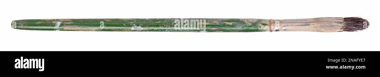 Kleiner alter Pinsel isoliert auf weißem Hintergrund Stockfoto