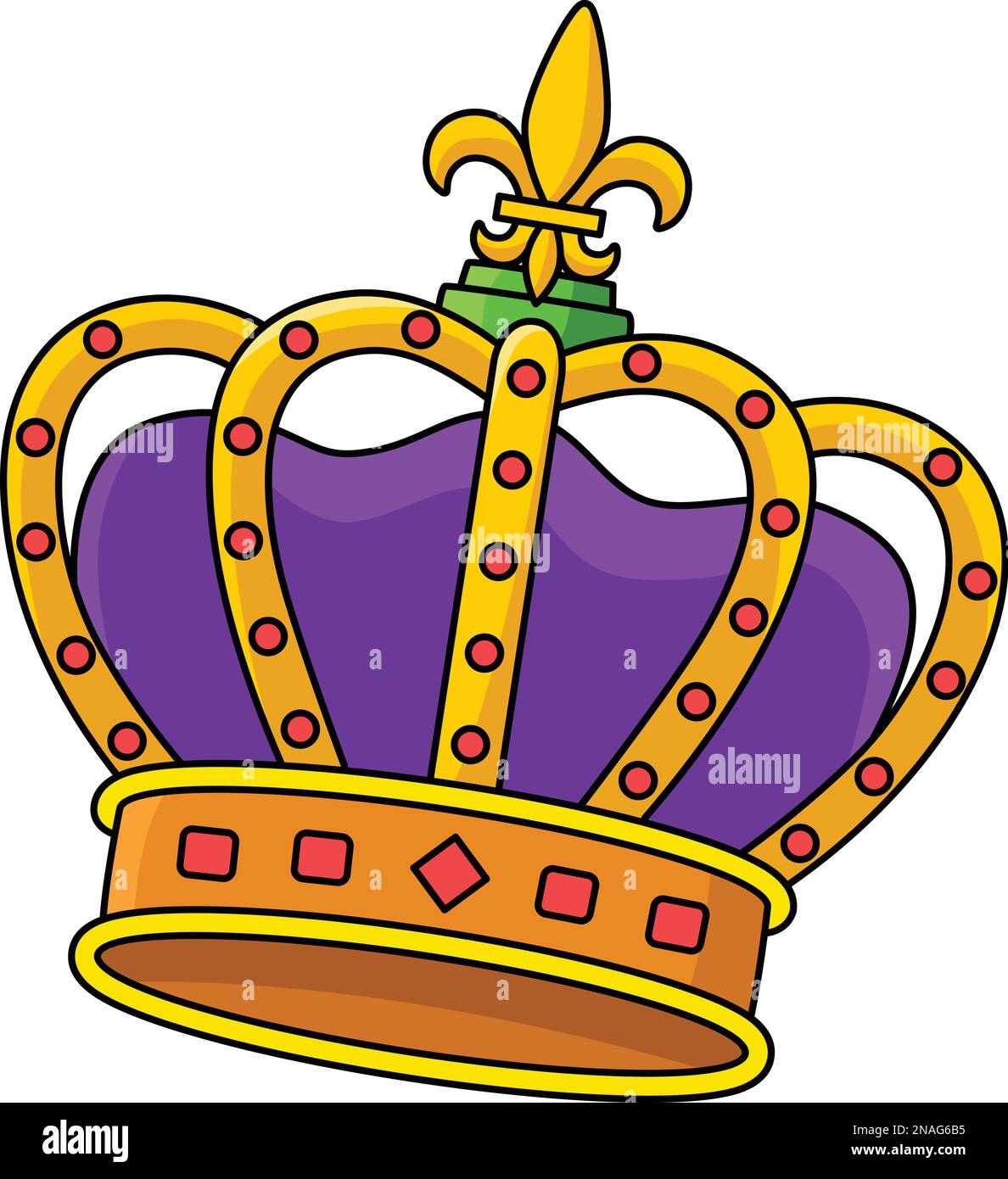 Mardi Gras König Krone Cartoon Farbige Clipart Stock Vektor