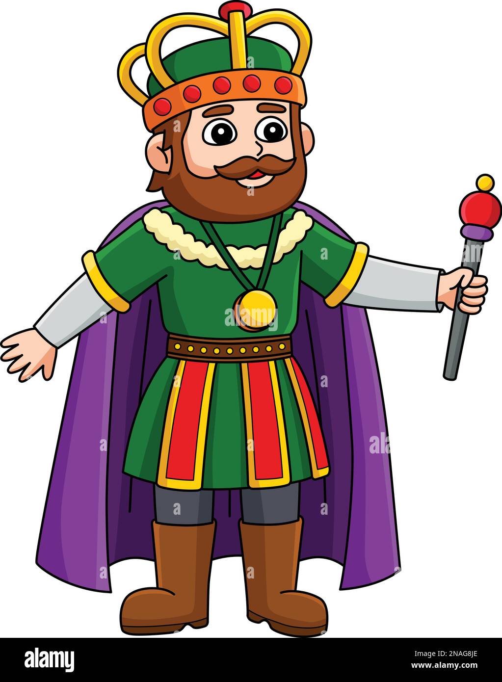 Mardi Gras Crown King Cartoon Colored Clipart Stock Vektor