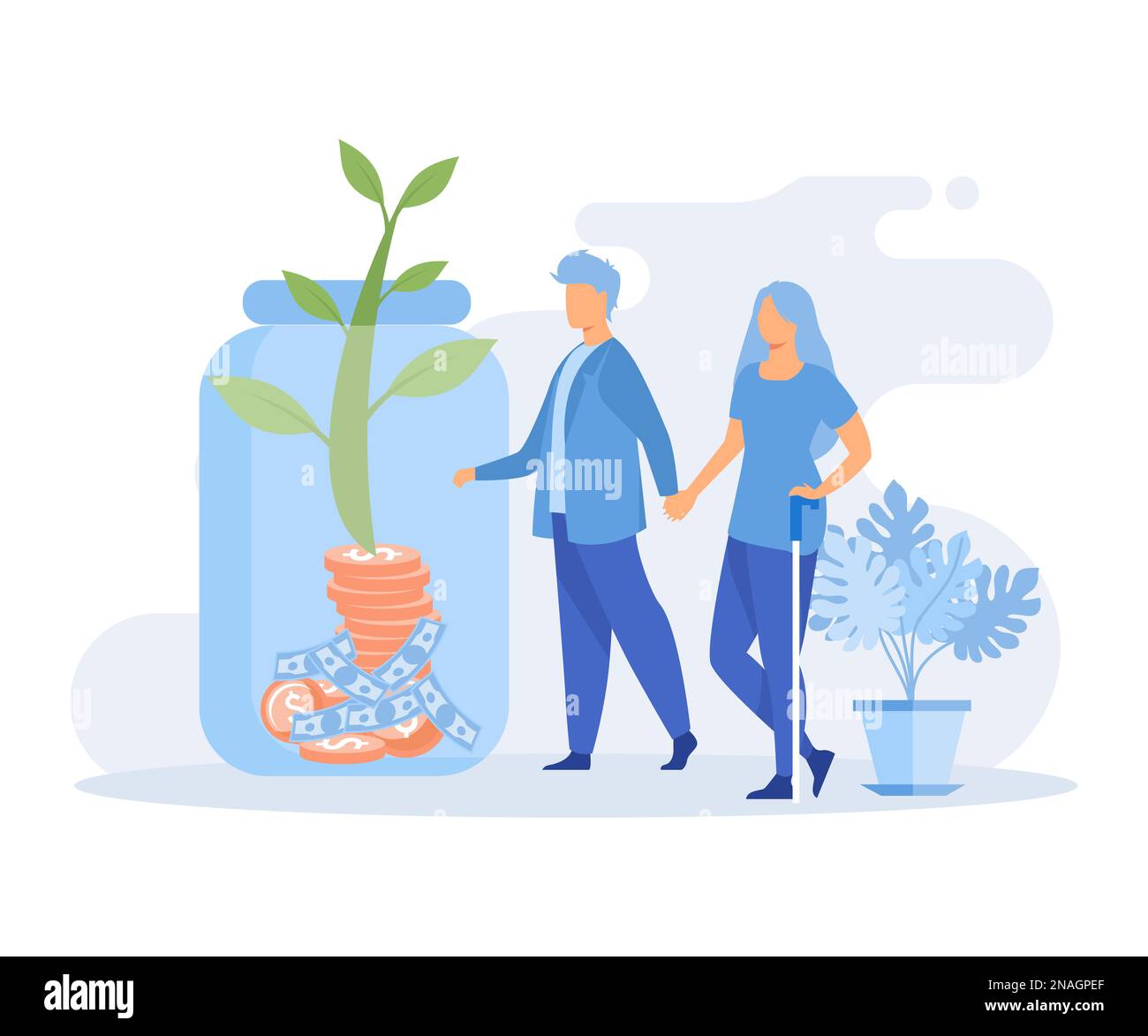 Familieneinkommen. Charaktere planen und Buchhaltung Budget und Haushaltsausgaben. Leute, die Sparen in Sparschweinen machen. Flache Vektoren, moderne Illustration Stock Vektor