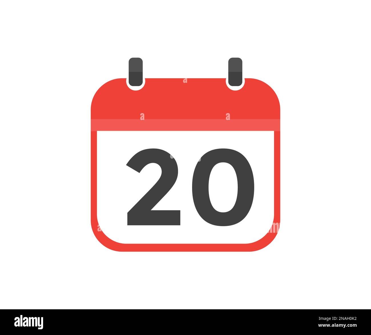 Einfacher Kalender mit Logo-Design für Datum 20 Tag. Kalendersymbol flacher Tag 20. Erinnerungssymbol. Datum des Veranstaltungsplans. Zeitvektor für Besprechungstermin. Stock Vektor