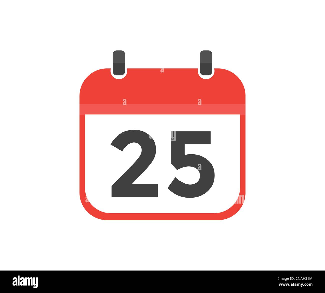 Einfacher Kalender mit Datum 25 Tag 25 Logo-Design. Kalendersymbol flacher Tag 25. Erinnerungssymbol. Datum des Veranstaltungsplans. Uhrzeit des Besprechungstermins. Stock Vektor