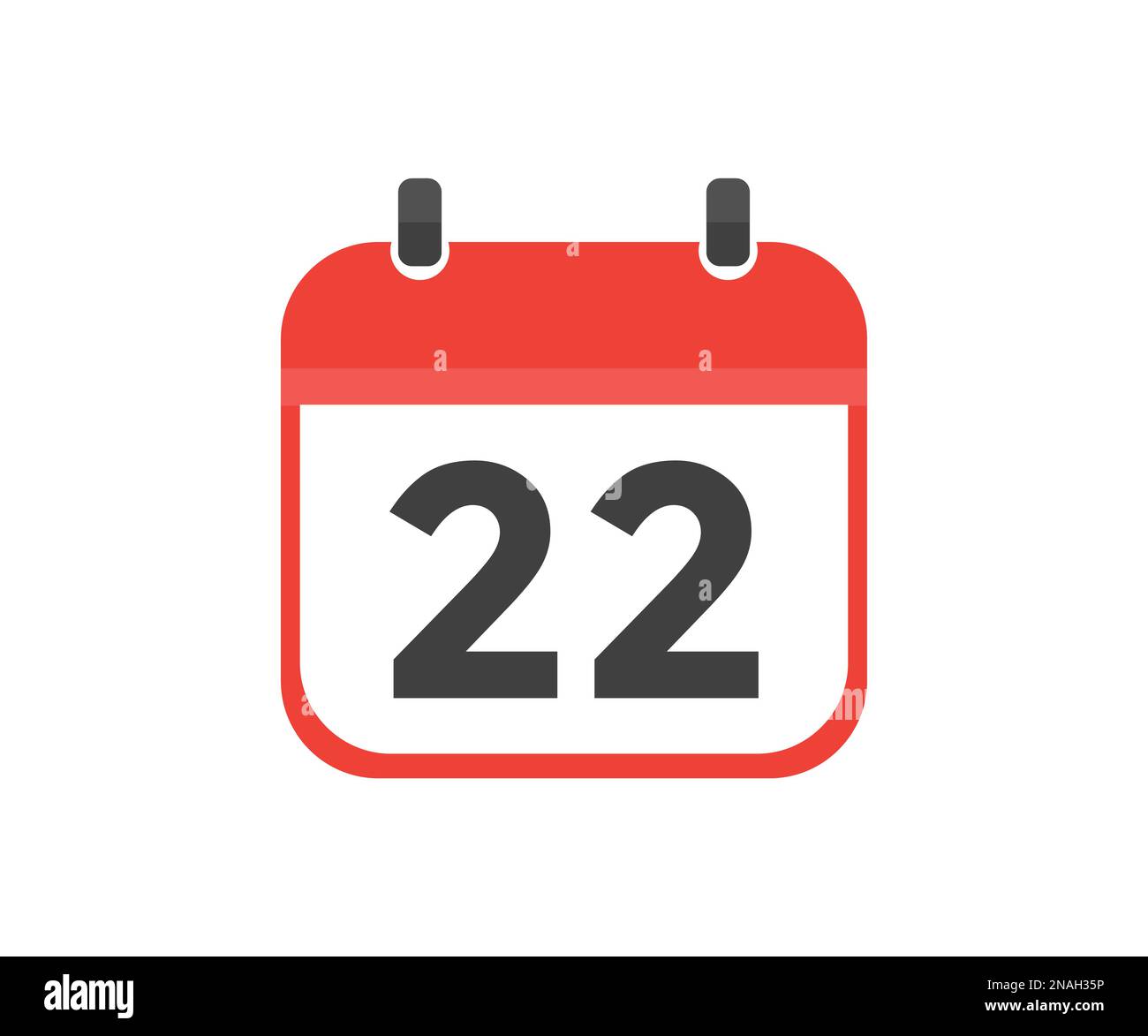 Einfacher Kalender mit Datum 22 Tag 20 Sekunden Logo-Design. Kalendersymbol flacher Tag 22. Erinnerungssymbol. Datum des Veranstaltungsplans. Uhrzeit des Besprechungstermins. Stock Vektor