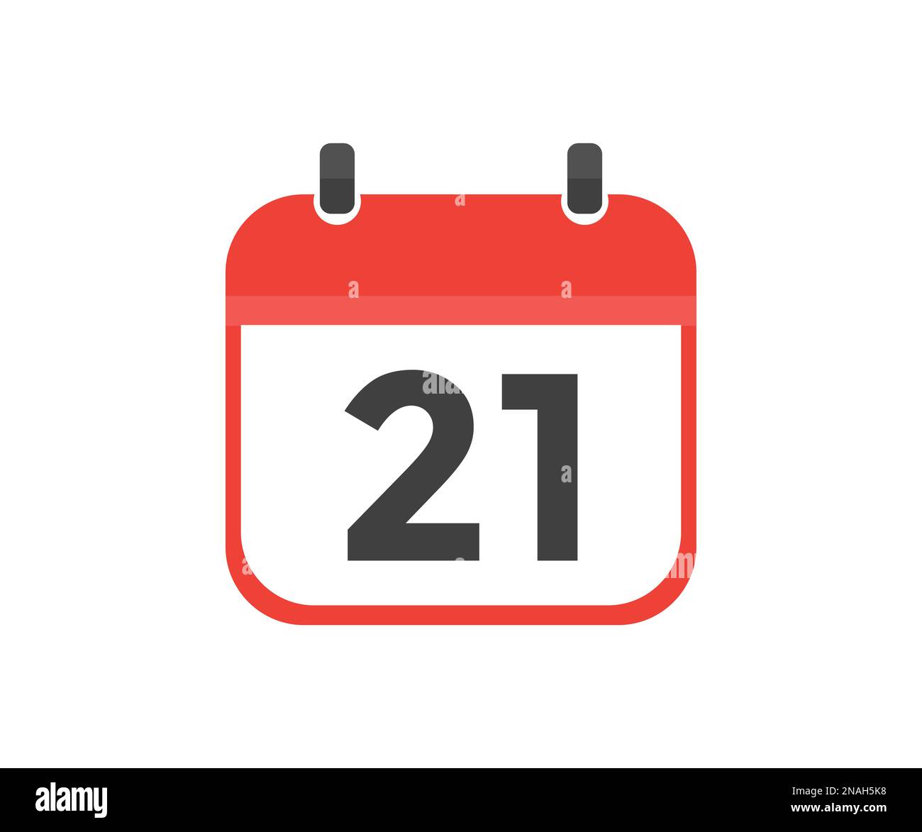 Einfacher Kalender mit Datum 21 Tag 21 Logo-Design. Kalendersymbol flacher Tag 21. Erinnerungssymbol. Datum des Veranstaltungsplans. Uhrzeit des Besprechungstermins. Stock Vektor