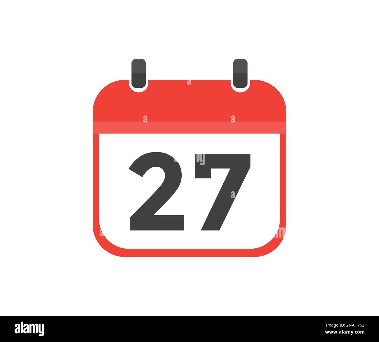 Einfacher Kalender mit Datum 27 Tag 27 Logo-Design. Kalendersymbol flacher Tag 27. Erinnerungssymbol. Datum des Veranstaltungsplans. Uhrzeit des Besprechungstermins. Stock Vektor