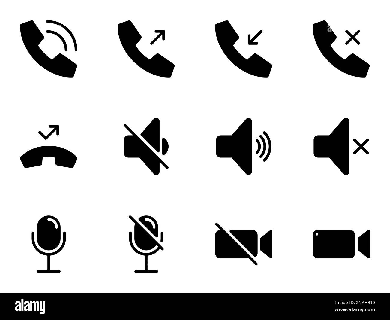 Einfache Vektorsymbole. Flache Darstellung eines Themas für Sprachnachrichten, Websymbole auf der Benutzeroberfläche des Mobiltelefons Stock Vektor