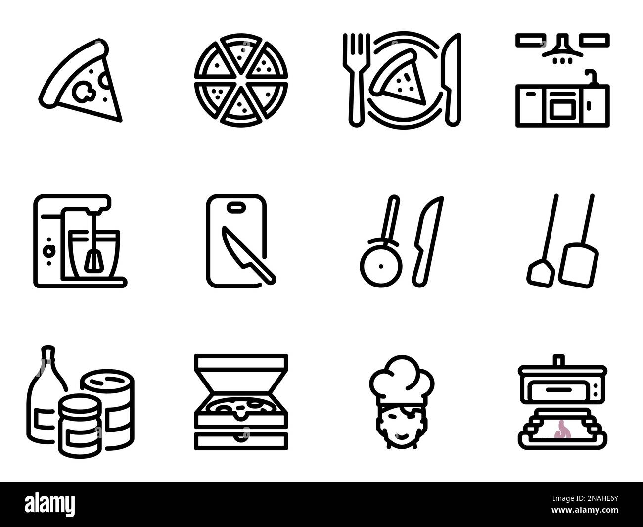 Einfache Vektorsymbole. Flache Illustration eines Themas, das Pizza macht Stock Vektor