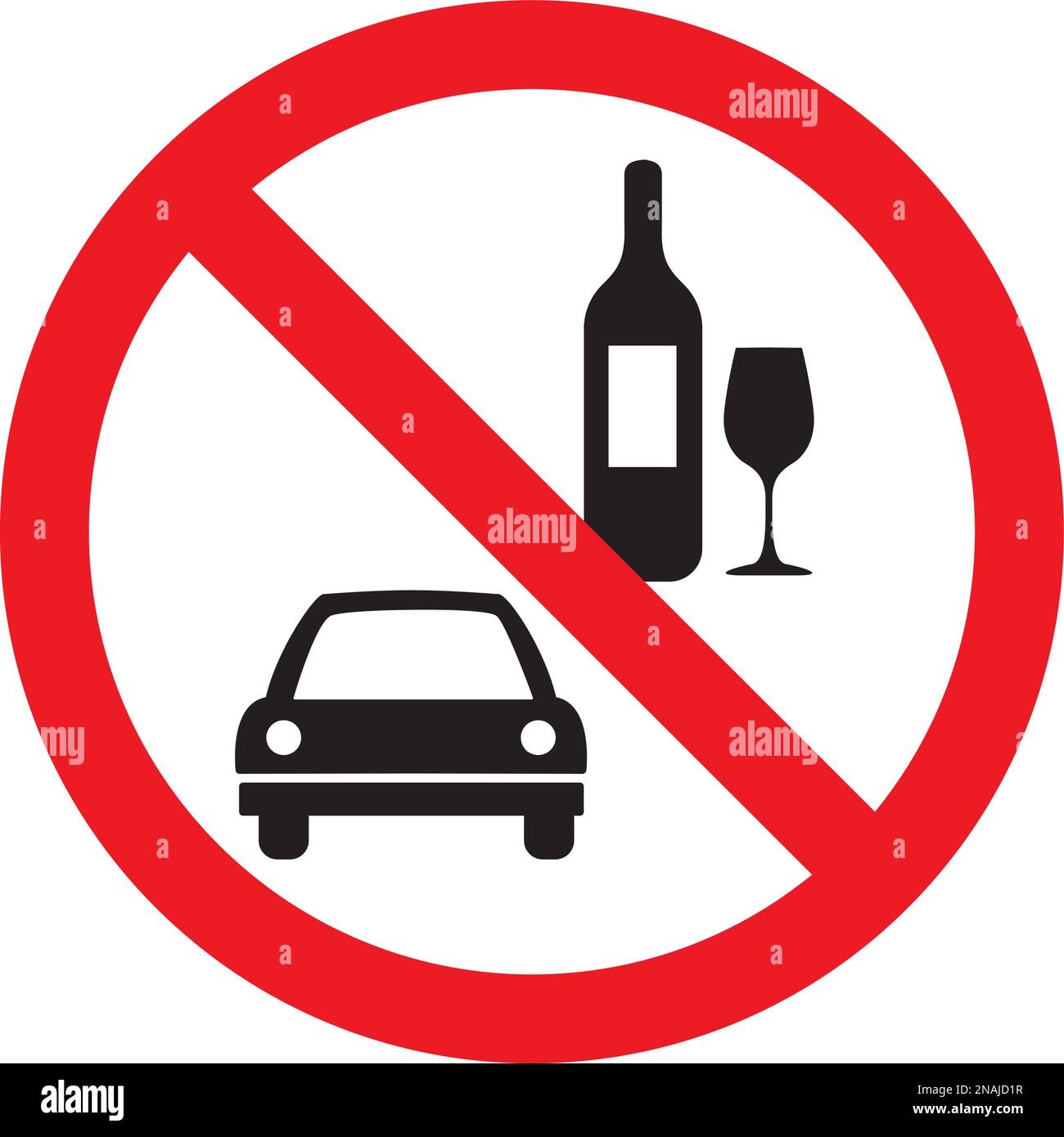 Kein Alkohol- und Drive-Vektorzeichen isoliert auf weißem Hintergrund. Stock Vektor