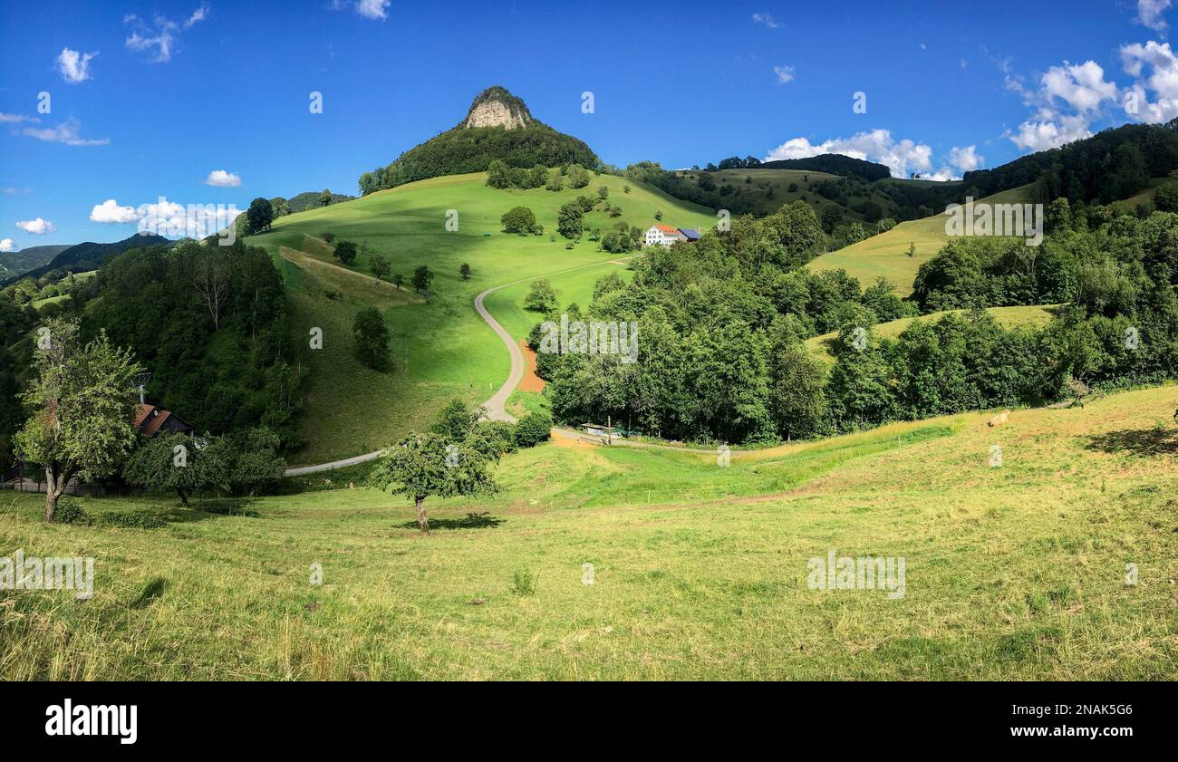 Wisner Flue Kalkspitze, Wisen, Solothurn, Schweiz Stockfoto