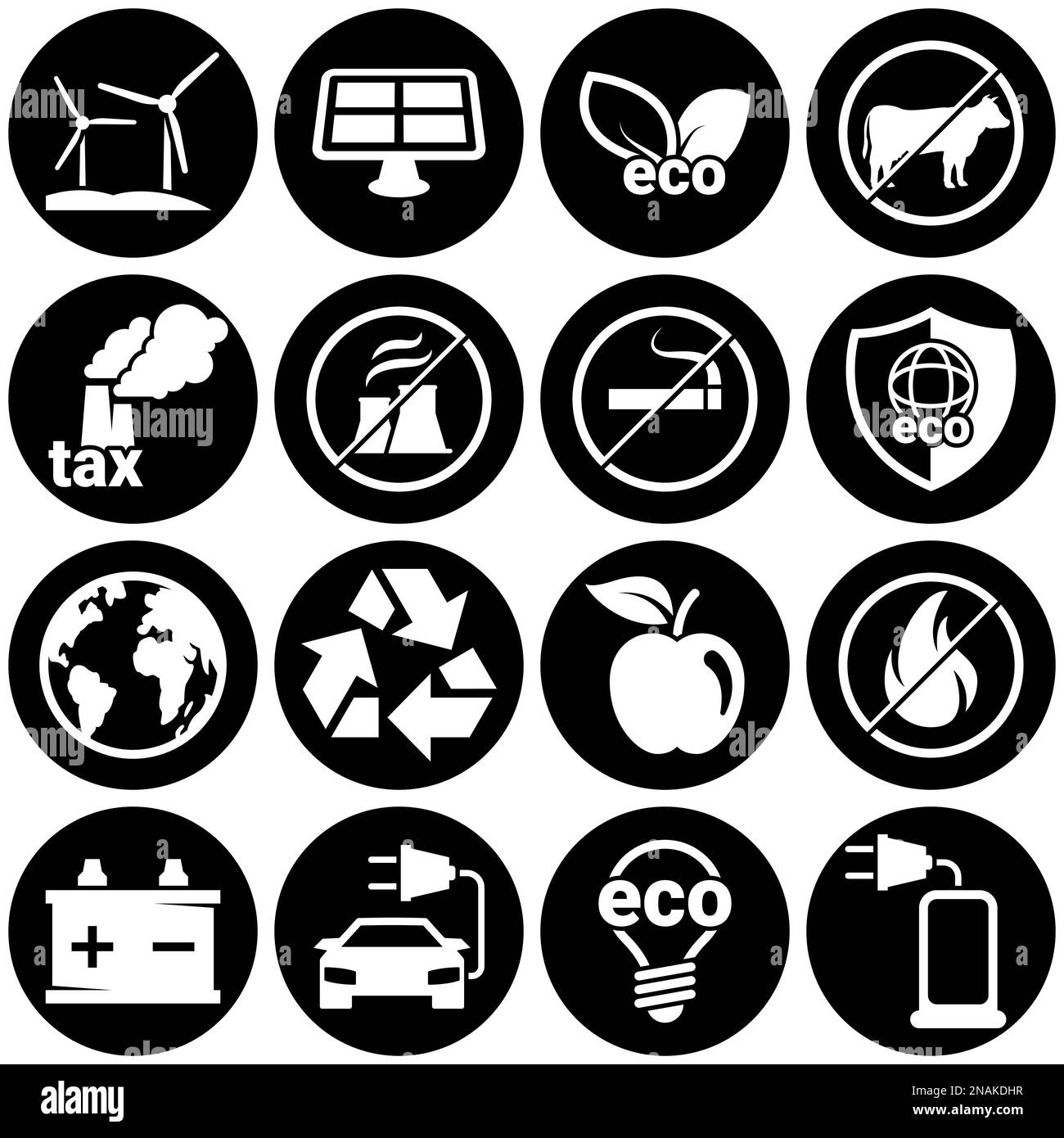 Satz einfacher Symbole auf einem Thema Öko, Vektor, Design, Sammlung, flach, zeichen, Symbol, Element, Objekt, Illustration. Weißer Hintergrund Stock Vektor