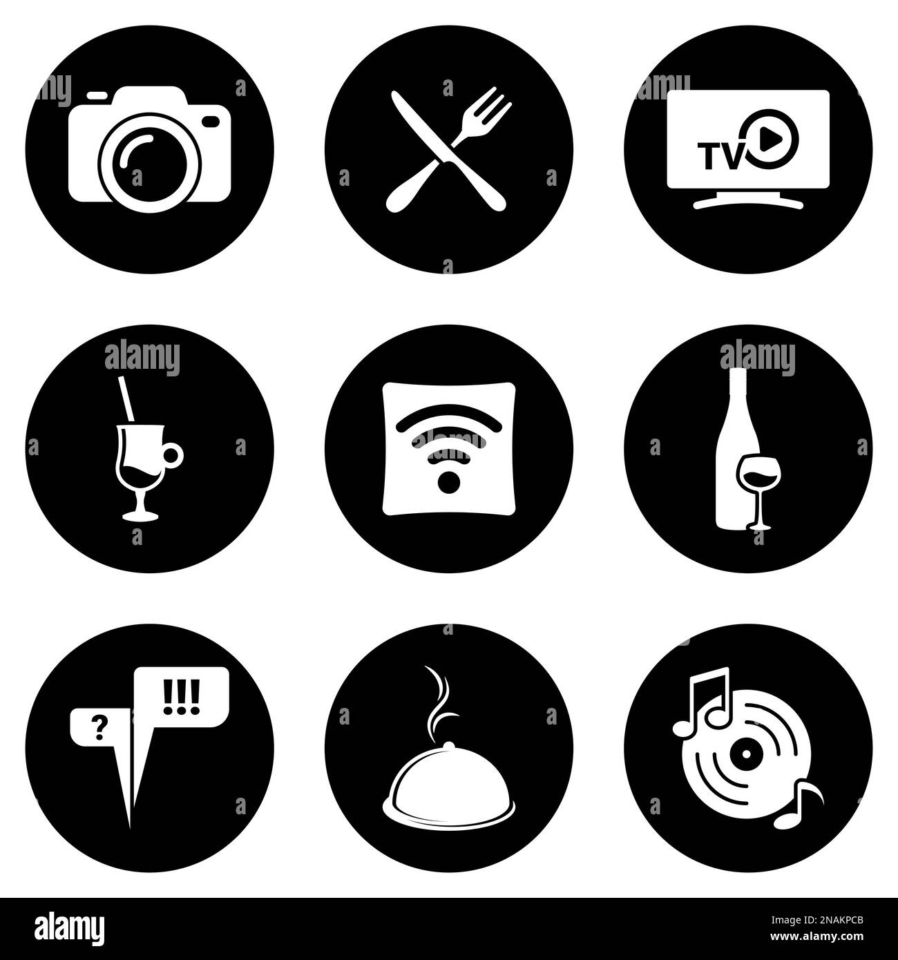 Satz von einfachen Ikonen auf einem Thema modernes Café, Vektor, Design, Sammlung, flach, Zeichen, Symbol, Element, Objekt, Illustration, isoliert. Weißer Hintergrund Stock Vektor