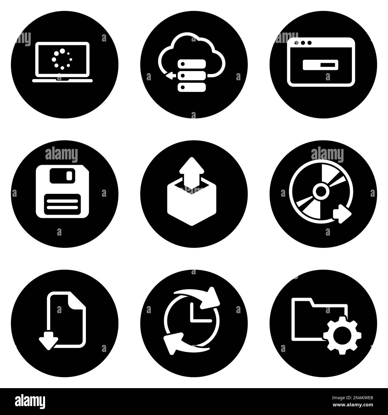 Satz einfacher Symbole auf einem Thema Software, Vektor, Design, Sammlung, flach, zeichen, Symbol, Element, Objekt, Illustration, isoliert. Weißer Hintergrund Stock Vektor