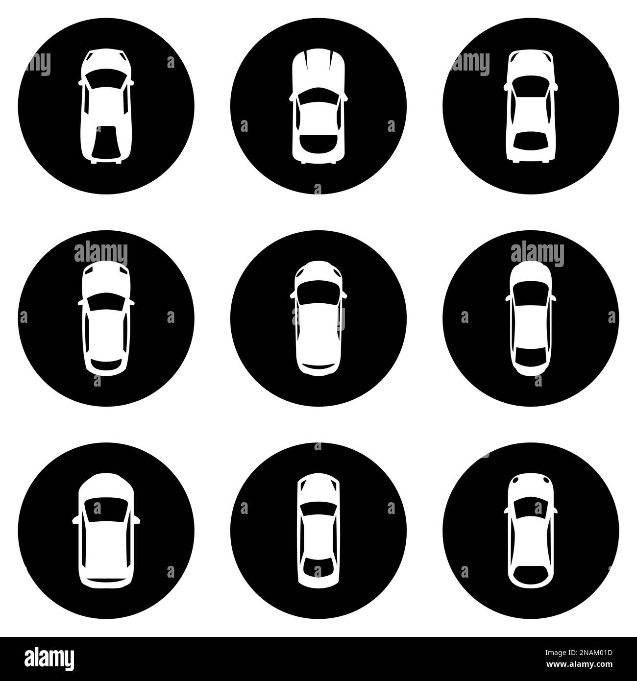 Weiße Symbole, isoliert vor schwarzem Hintergrund, in einem Themenrennen Stock Vektor