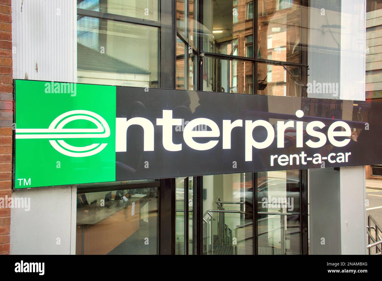 Enterprise Rent A Car Schild Enterprise Car & Van Hire - Glasgow City Centre 40 Oswald St Stockfoto