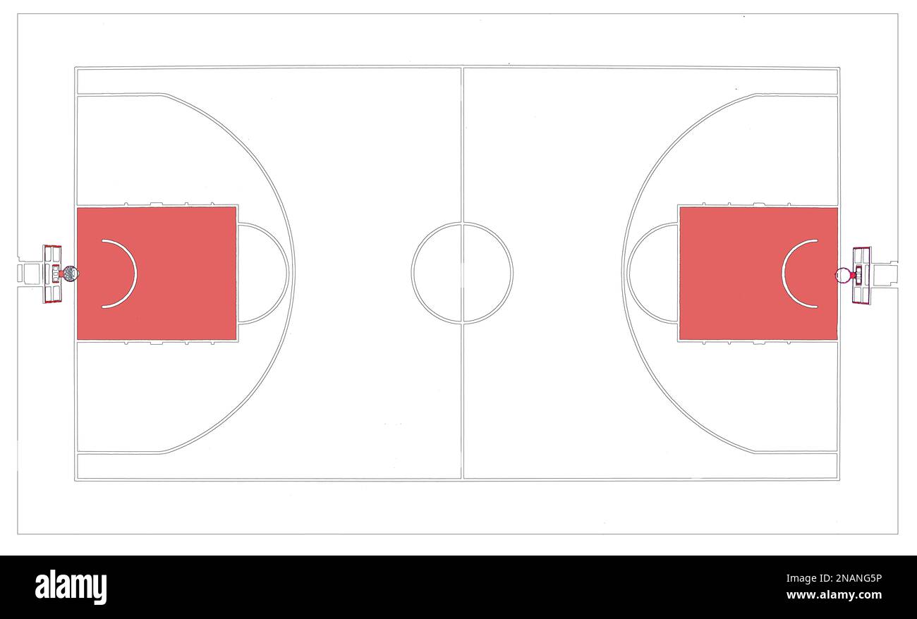 Blick von der Drohne auf das Basketballfeld Stockfoto