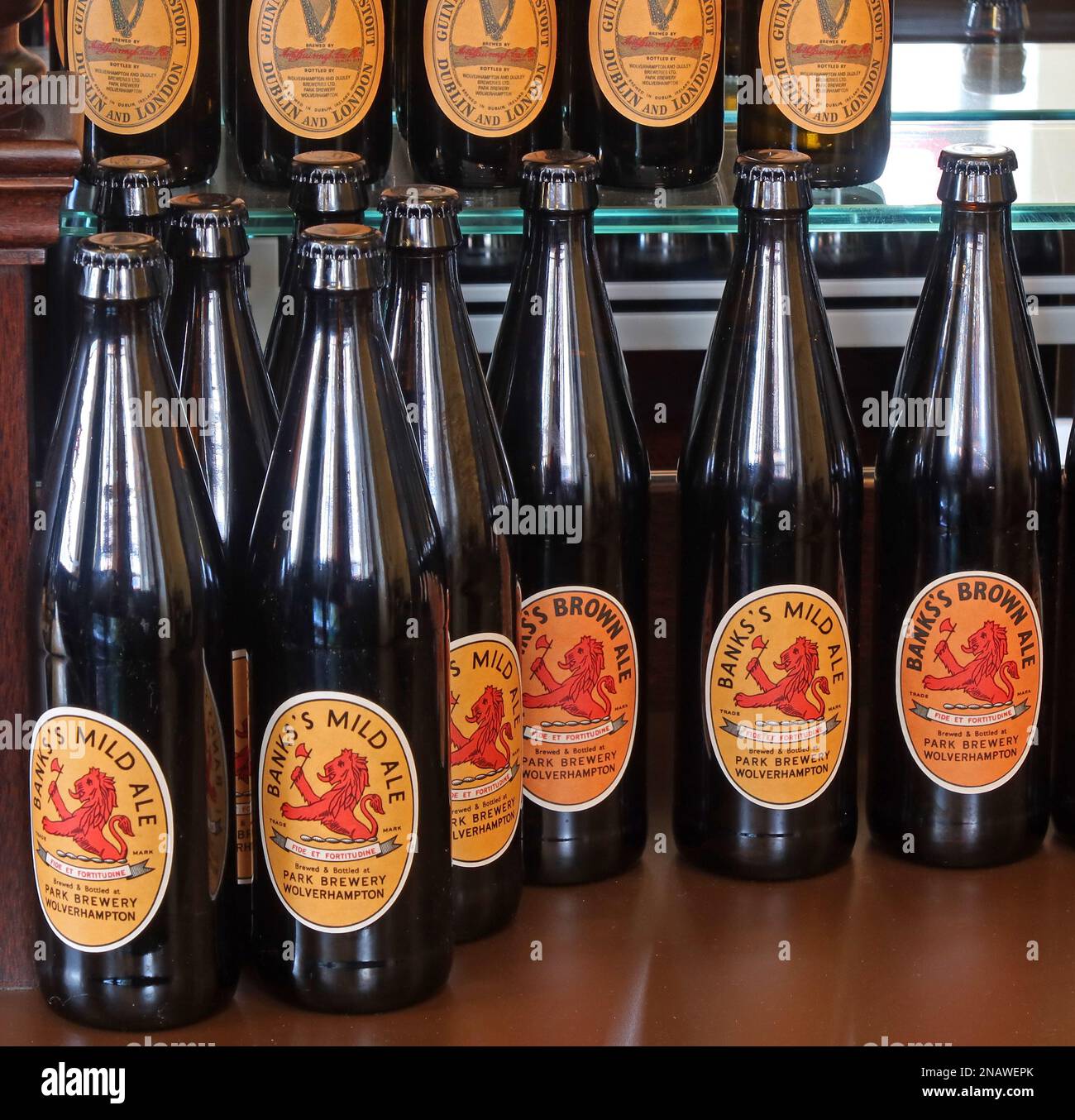 Vintage Bottles from Banks Brewery Mild Ale & Guinness Beers and Ale Stockfoto