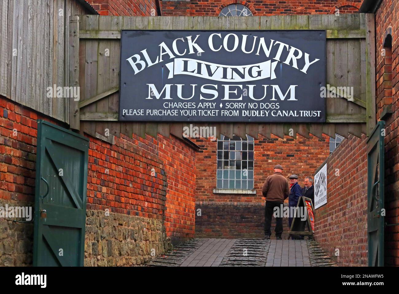 Eingangstor zum Black Country Living Museum, Dudley Canalside, Canal Trust, West Midland, England, UK, DY1 4SB Stockfoto