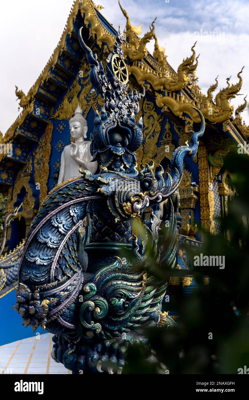 Wat Rong Suea Ten (Blauer Tempel) in Chiang Rai (Thailand) Stockfoto