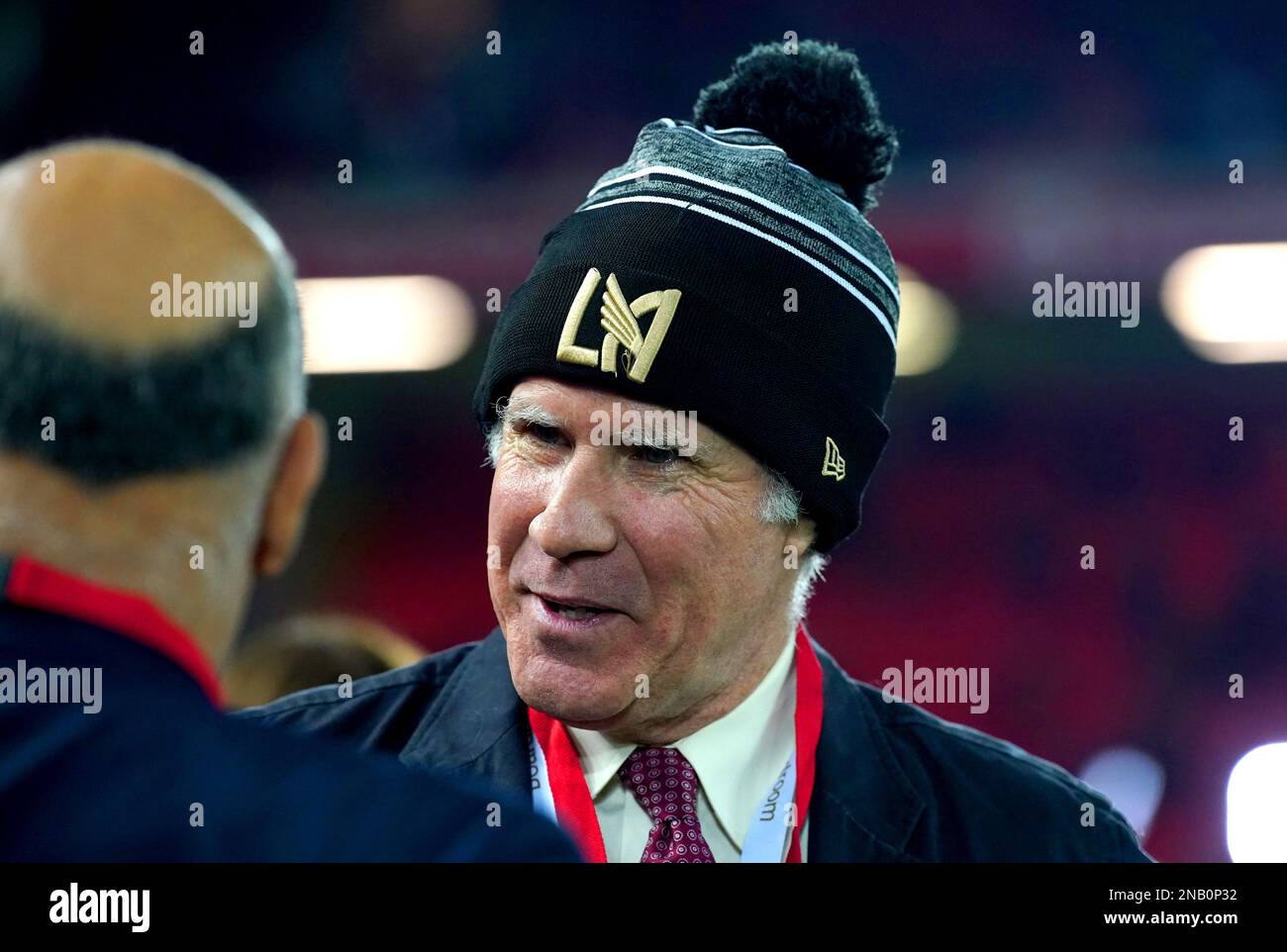 Will Ferrell kommt vor dem Spiel der Premier League in Anfield