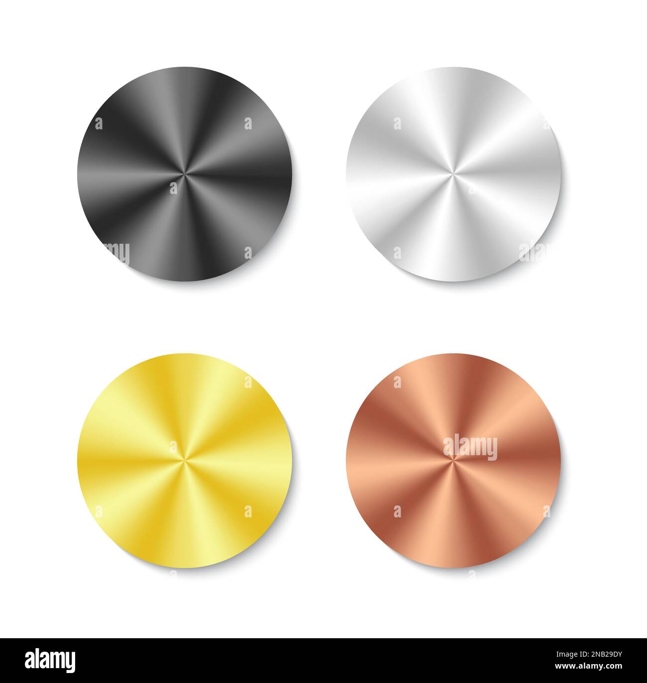 Gold Silber Kupfer Schwarz Metall Kreisförmiges Vektormodell Stock Vektor