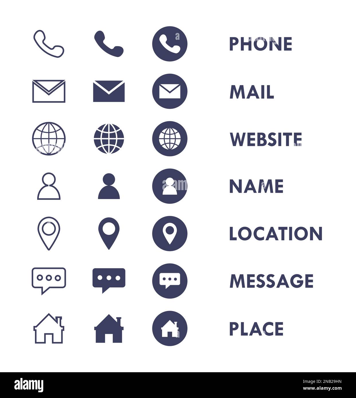 Symbolsammlung Für Business Contact Line Flat Vector Stock Vektor