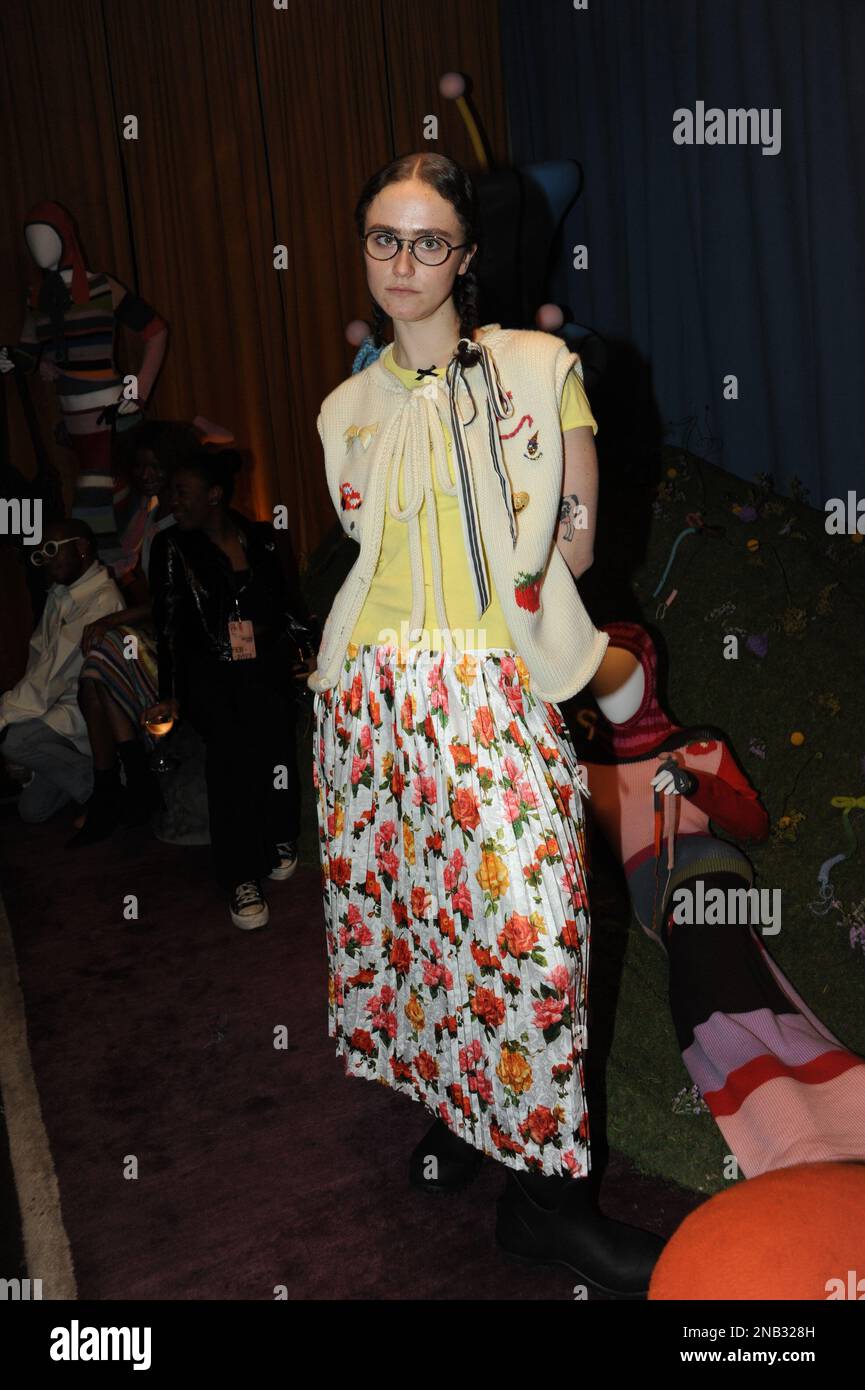 Ella Emhoff liebt das Knit-Event bei der New York Fashion Week in den Spring Studios, Fotos Nadja Sayej Stockfoto