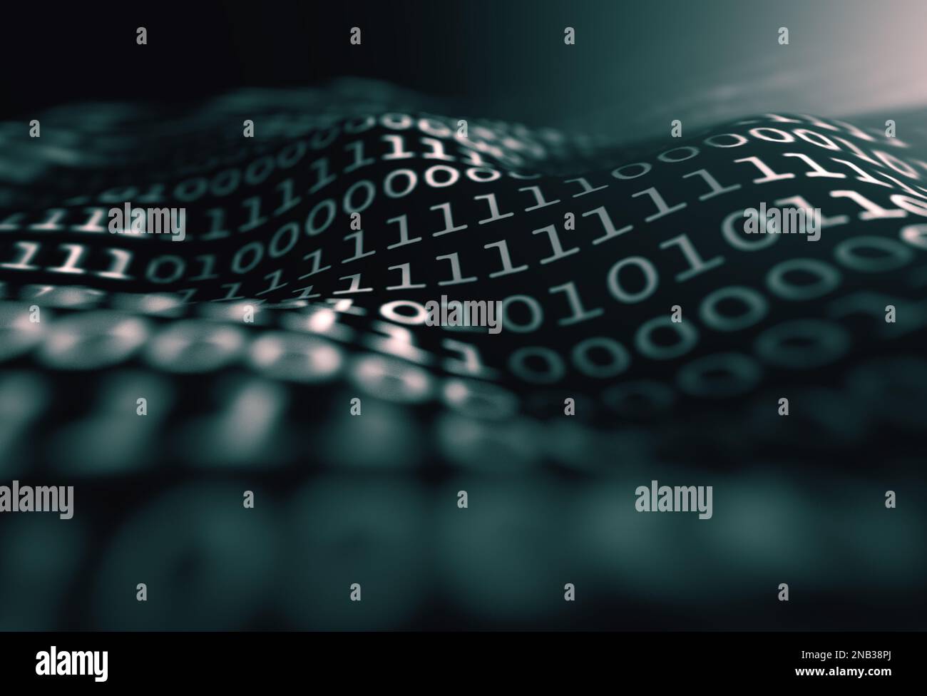 Matrix und binäre Sprache abstrakter Hintergrund.Technologie und Computer-Grafik-Konzept. Binärer Code close up Design.3D Rendering. Stockfoto