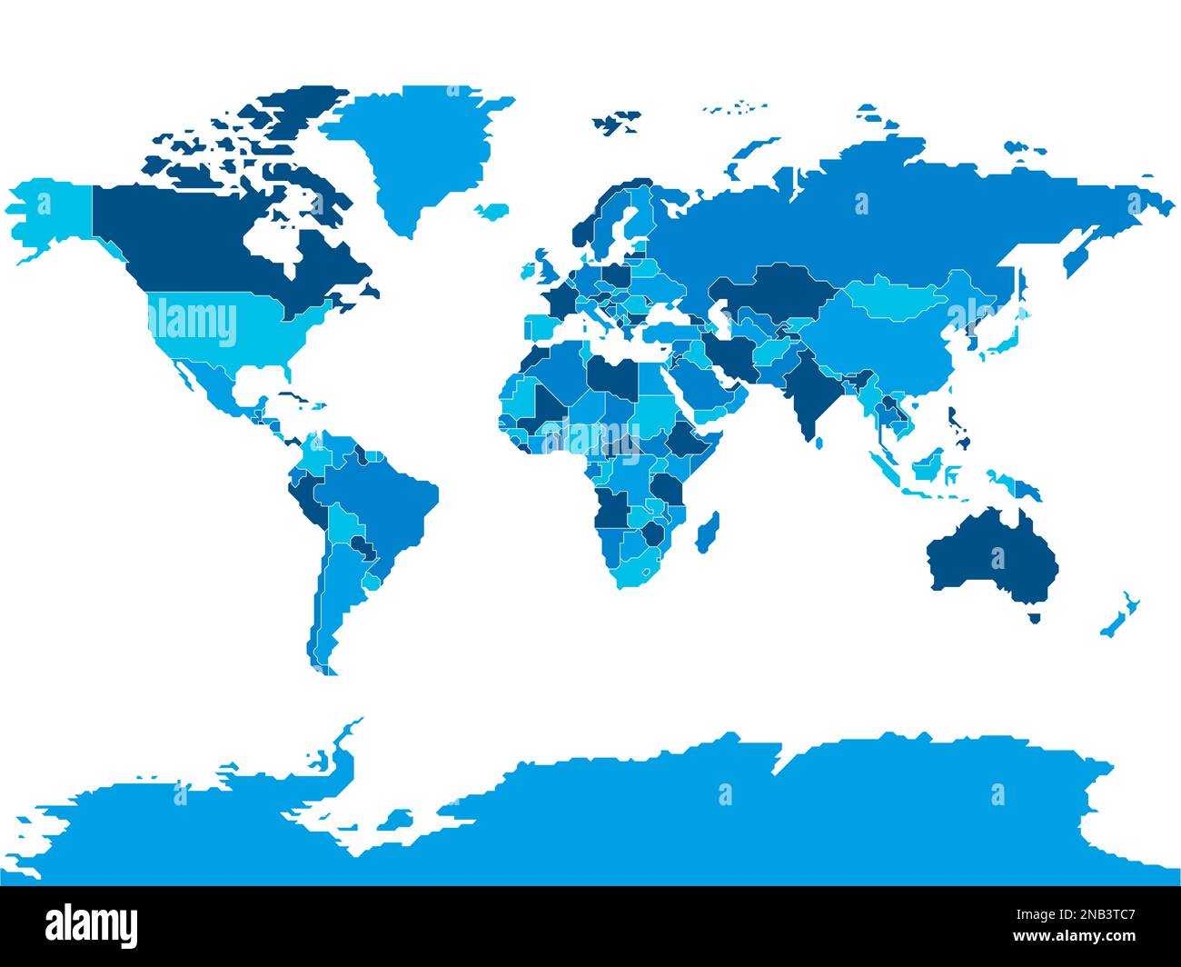 Vereinfachte schematische Karte der Welt. Leere politische Karte von Ländern mit allgemeinen Grenzen. Einfache flache Vektordarstellung Stock Vektor
