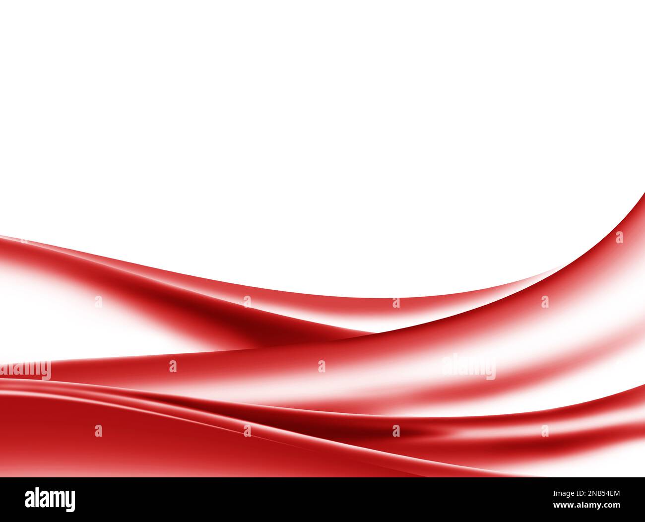 Ein digitales Rendering roter fließender Wellen auf weißem Hintergrund für Hintergrundbilder Stockfoto