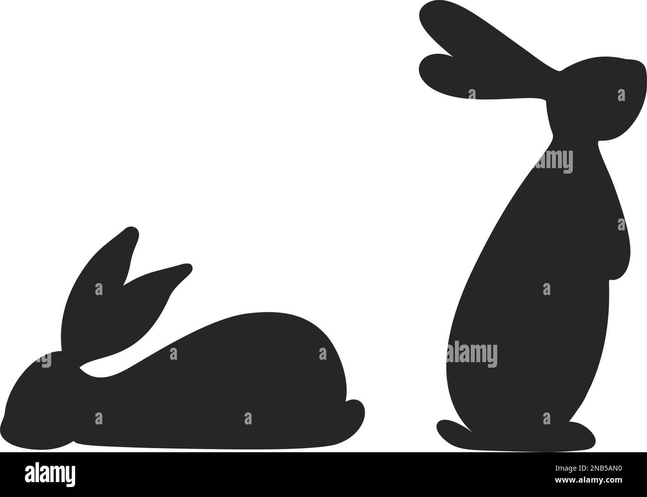 Hasen paaren sich in einem einfachen Silhouettenvektor Stock Vektor
