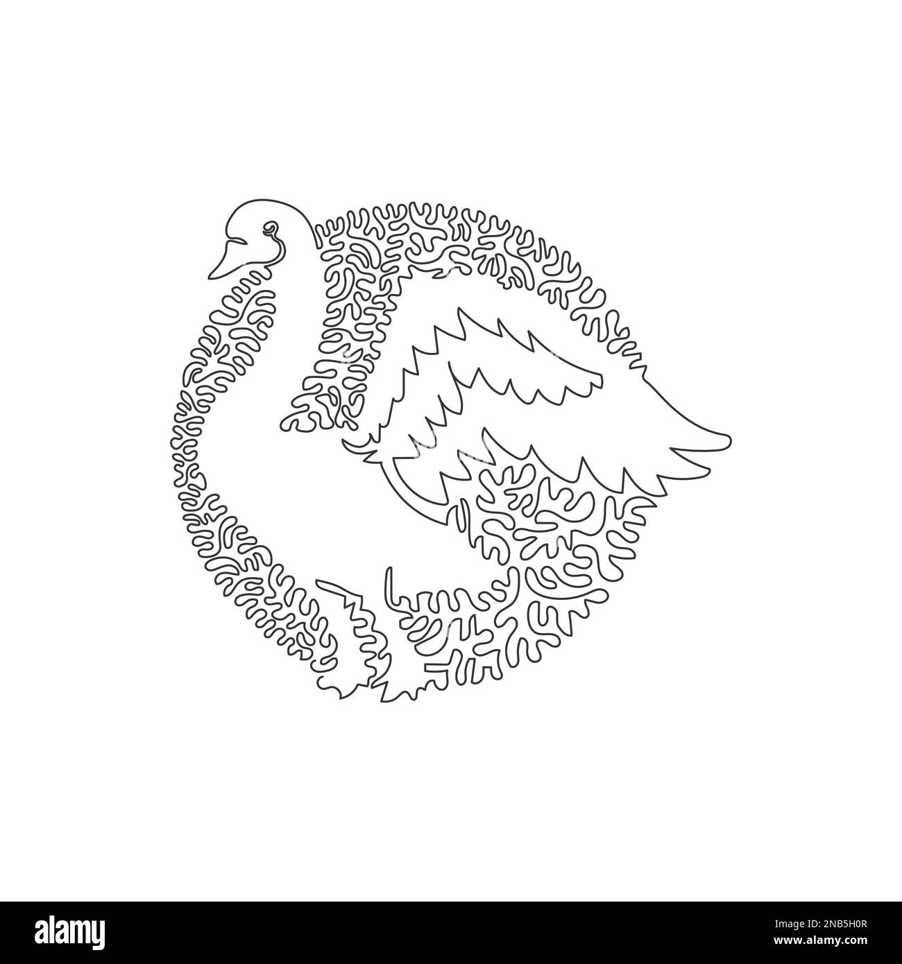 Eine einzelne geschweifte eine Linie zeichnen abstrakte Kunst. Wunderschöne Schwanenspannweite. Durchgehende Linien zeichnen grafische Designvektoren Darstellung eines niedlichen Haustieres Stock Vektor