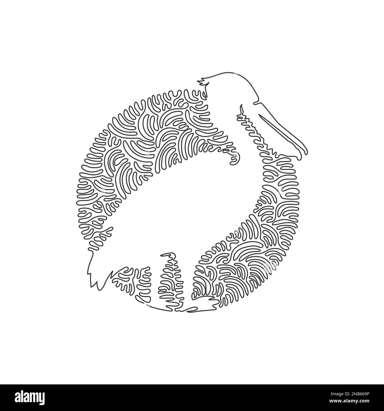 Durchgehende Kurve, eine Linienzeichnung eines niedlichen stehenden Pelikans. Einzeilige editierbare Schlaganfallvektordarstellung des süßen Pelikans Stock Vektor