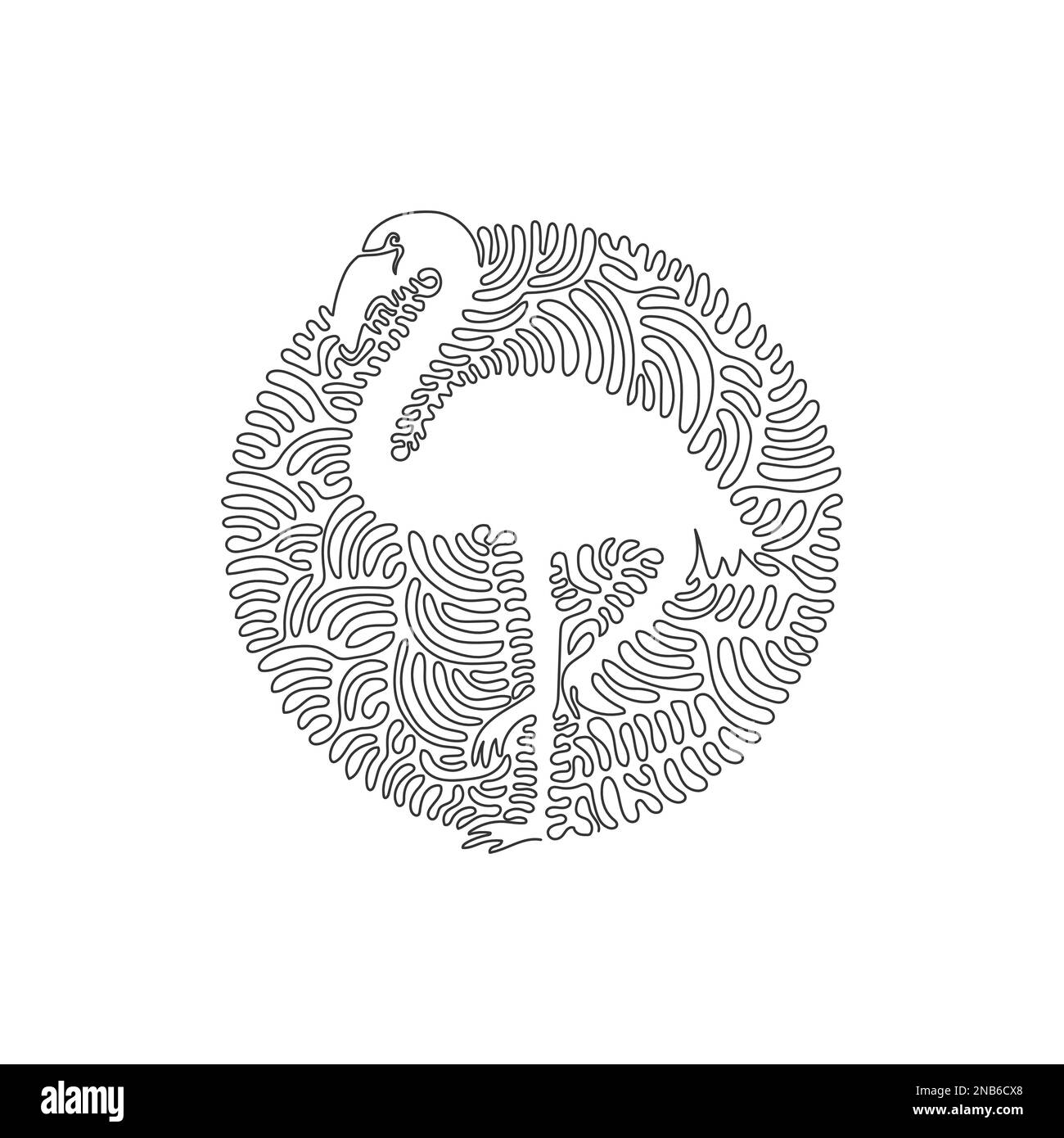 Durchgehende Kurvenzeichnung von Flamingo, die seine schlanken, langen Beine zeigt. Einzeilige editierbare Strichvektordarstellung eines bezaubernden Flamingos Stock Vektor