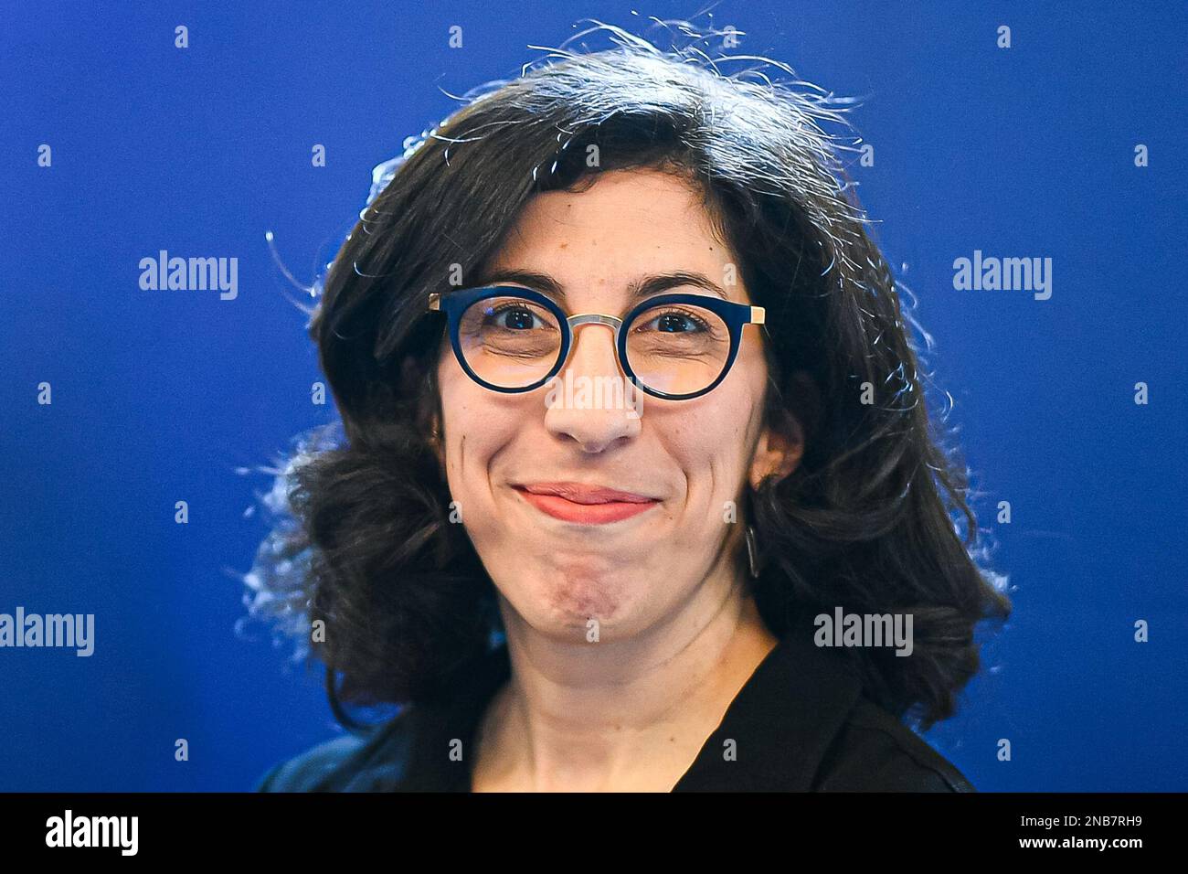 RIMA Abdul Malak Kulturminister während der Zeremonie des Ilan-Halimi-Preises, mit dem junge Menschen unter 25 Jahren, die sich für die Bekämpfung rassistischer und antisemitischer Vorurteile einsetzen, am 13. Februar 2023 im Justizministerium in Paris (Frankreich) ausgezeichnet werden. Foto: Victor Joly/ABACAPRESS.COM Stockfoto