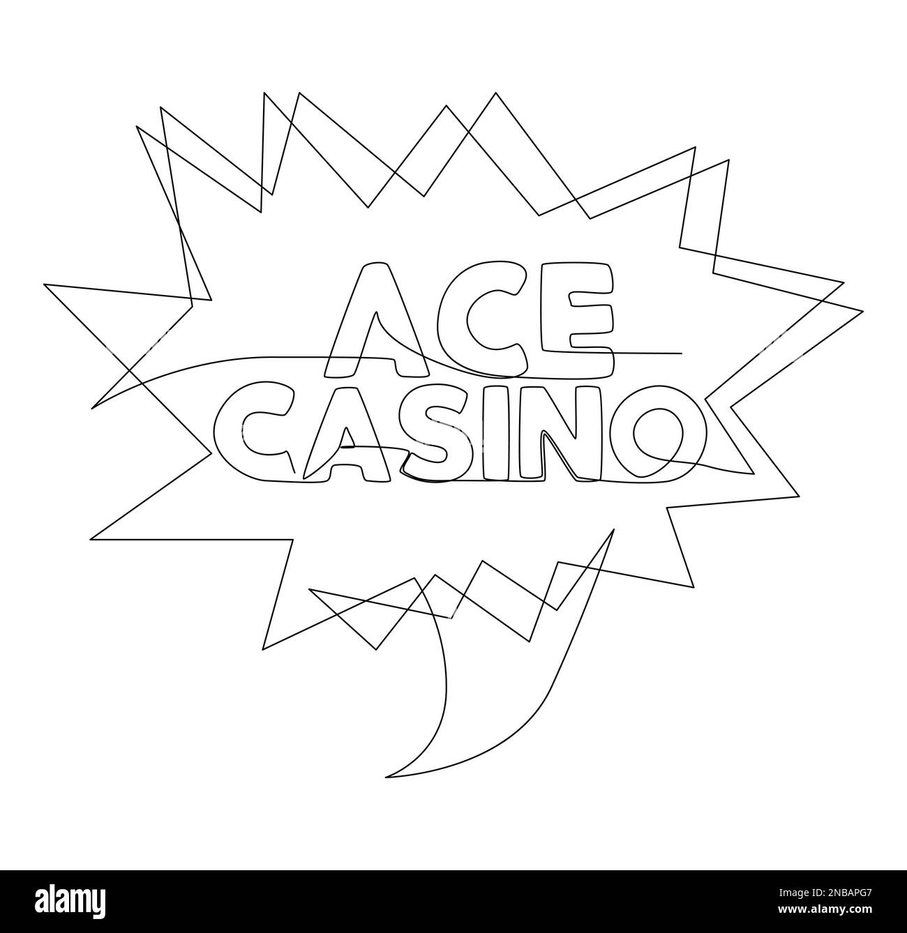 Eine durchgehende Zeile Sprechblase mit Ace Casino-Text. Vektorkonzept zur Darstellung dünner Linien. Kontur Zeichnen kreativer Ideen. Stock Vektor