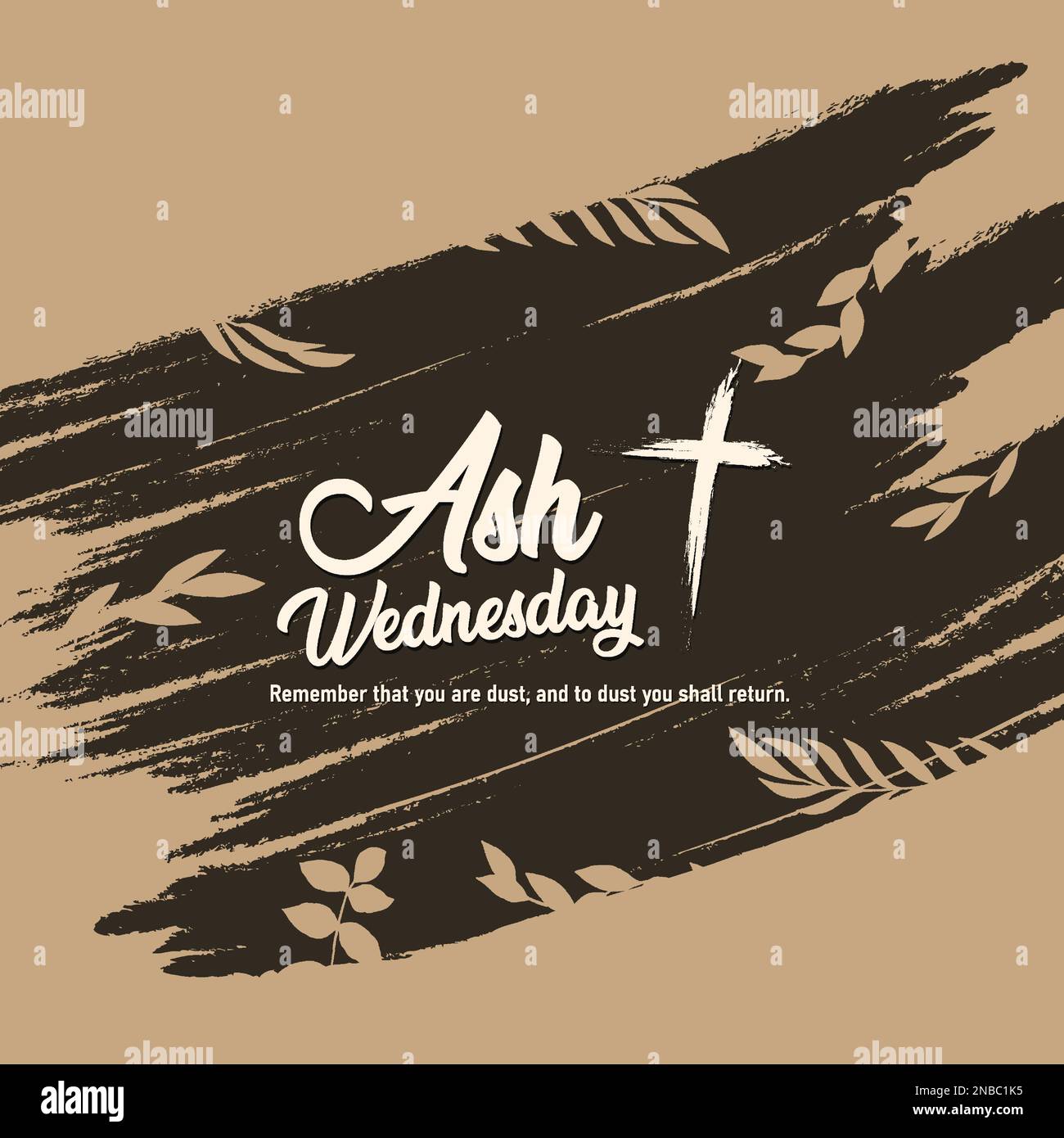 Ash Wednesday Abstract symbolisches religiöses christliches Symbol flacher Vektor moderne Illustration Stock Vektor