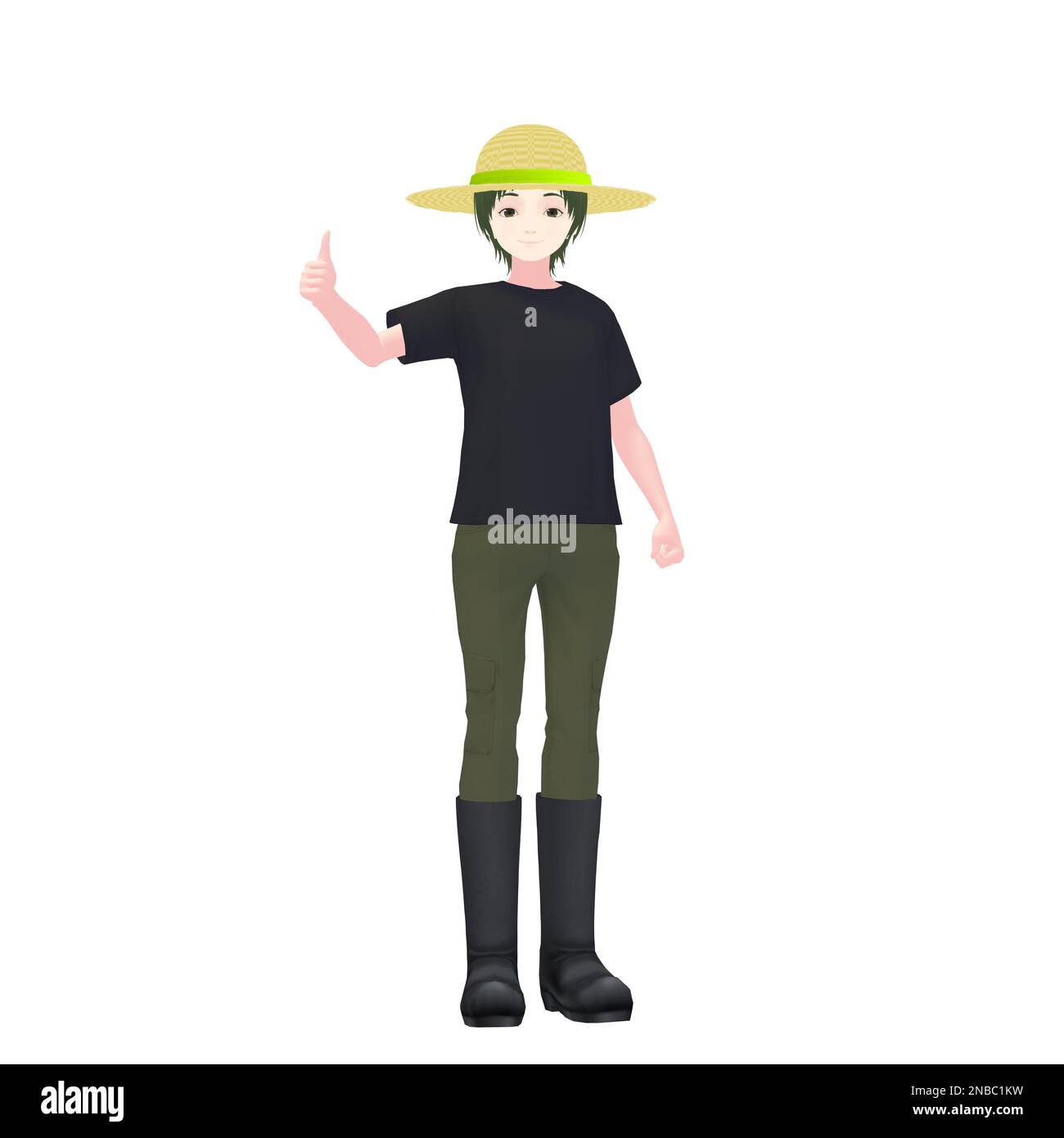 Weibliche Farmerin, Modell 3D Stockfoto