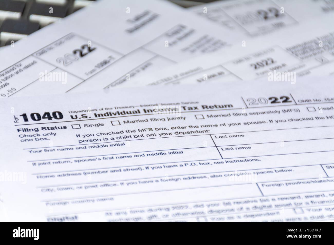 US-Steuerformular 1040 Steuererklärung für 2022 Stockfoto