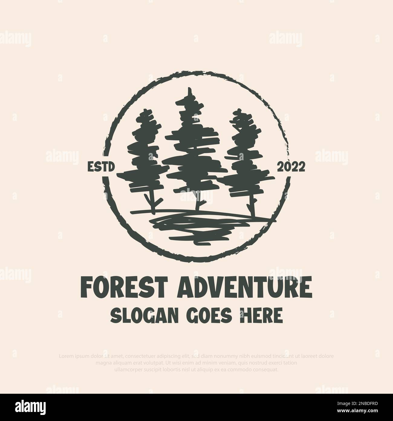 Wanderlust Forest Adventure Logo Logo Design Vektor, einfaches Logo für Outdoor Adventure Symbol Illustration Vorlage Stock Vektor